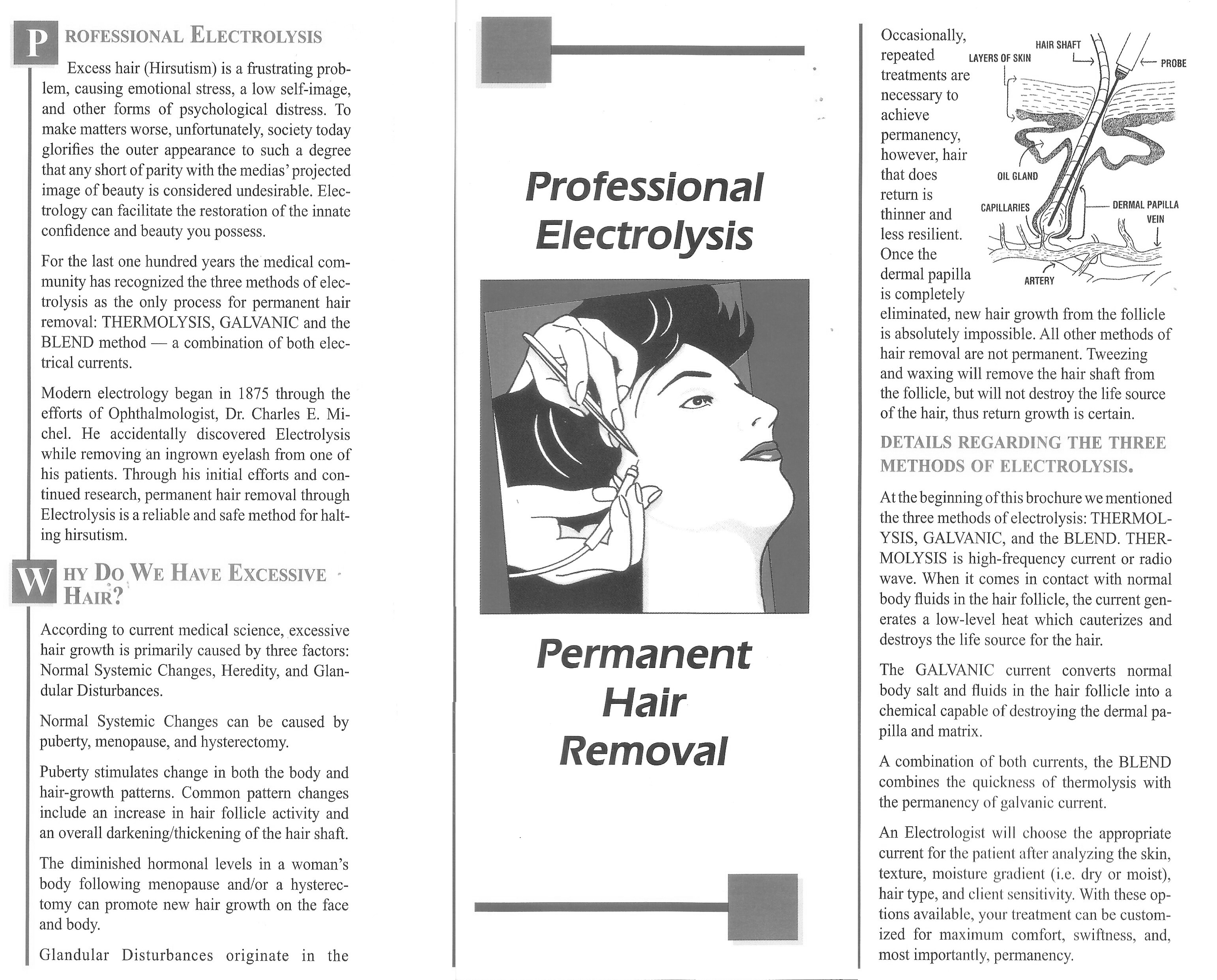 Professional Electrolysis Permanent Hair Removal Brochure Professional Electrolysis Permanent Hair Removal Brochure
